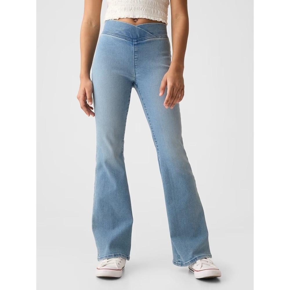 NWT GAP Kids High Rise Flare Jeggings Blue Denim Jean 14 Plus Light Wash Stretch